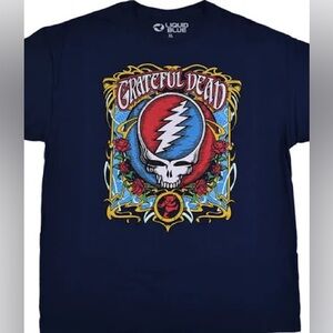 Liquid Blue L Navy Grateful Dead Steal Your Roses Tee